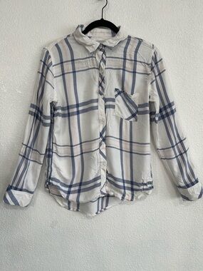 Rails Womens Hunter Indigo Powder Blush Plaid Long Sleeve Button Up Shirt Size S